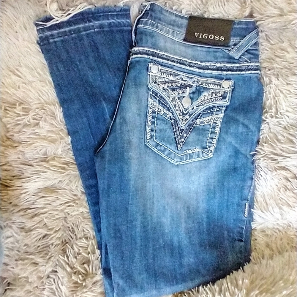 Vigoss Jeans Size 9/10 Length 26 Skinny Detailed